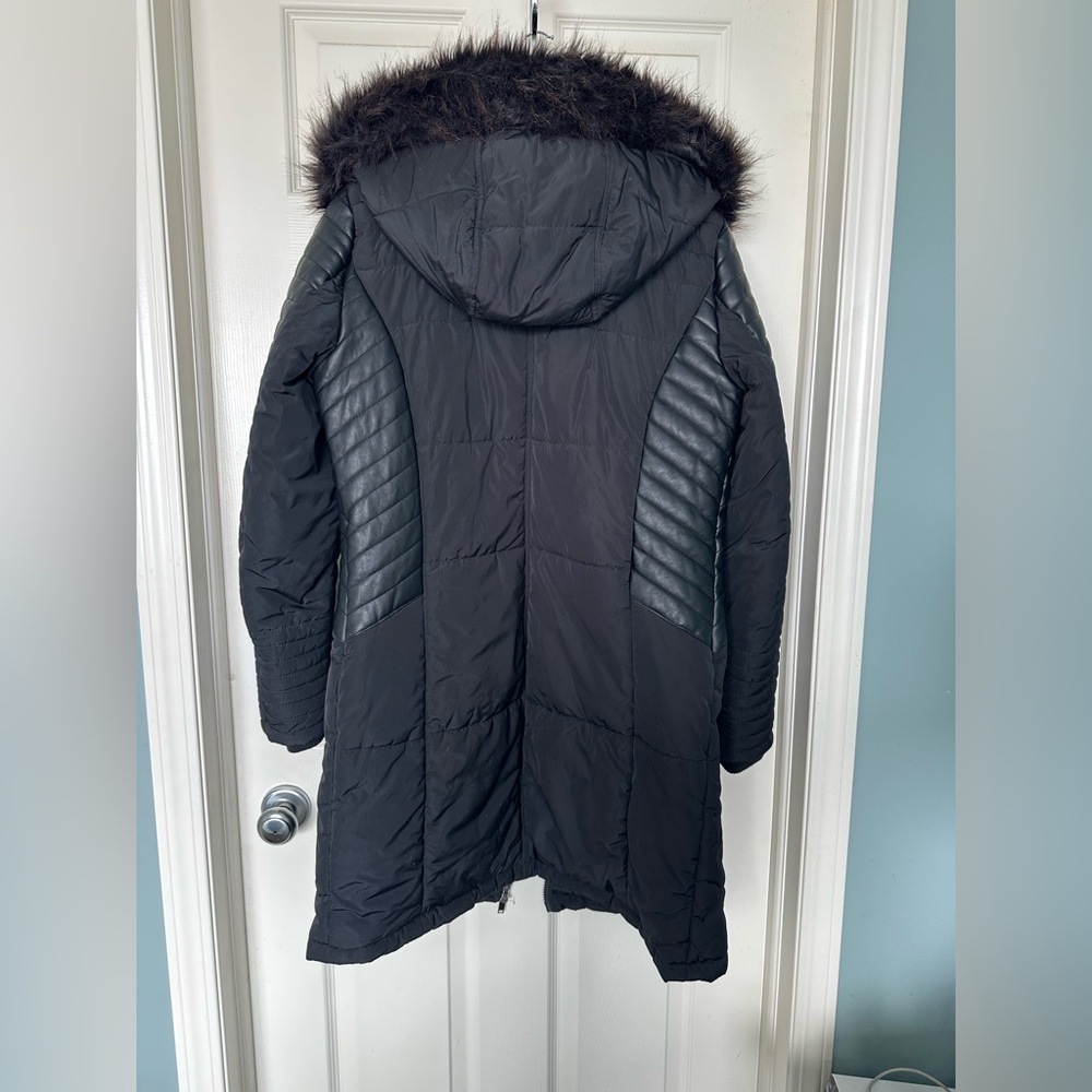 Only Black Quilted Hooded Puffer Coat with Faux Fur Trim - Picture 3 of 6